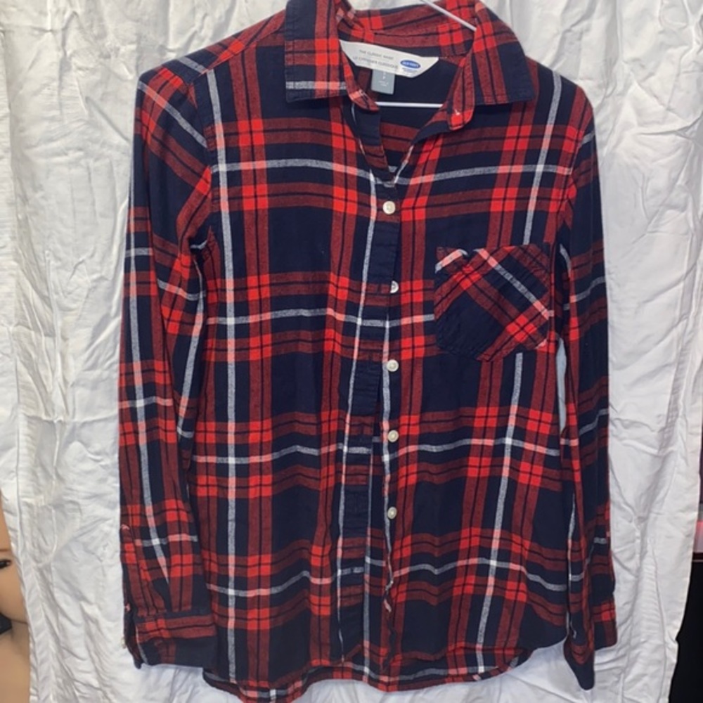 Ladies Old Navy the classic Shirt button up plad size S